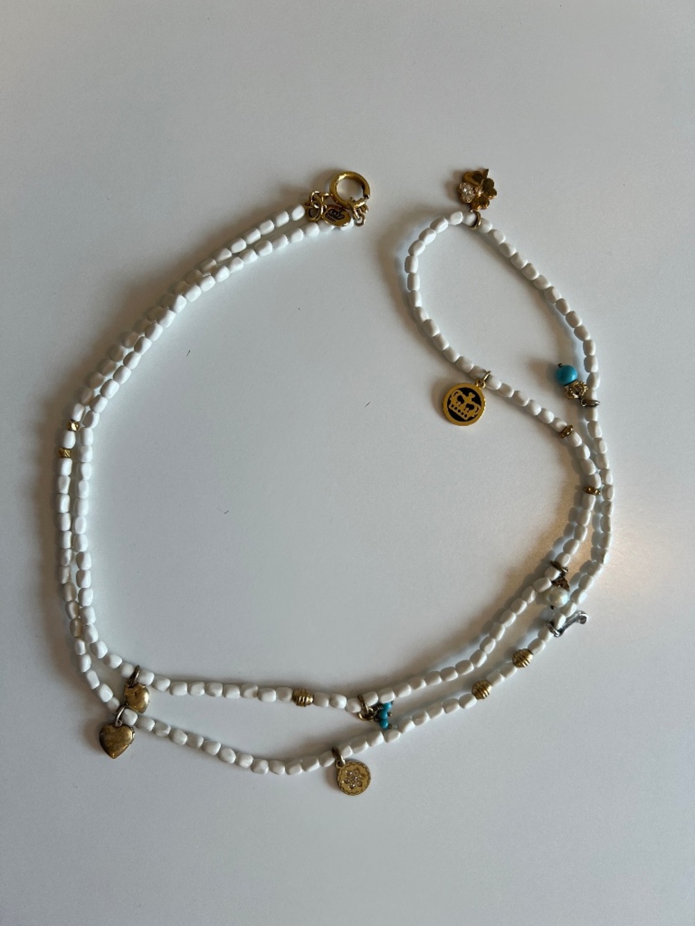 Juicy Couture Vintage Y2K White Beaded Multi-Charm Necklace